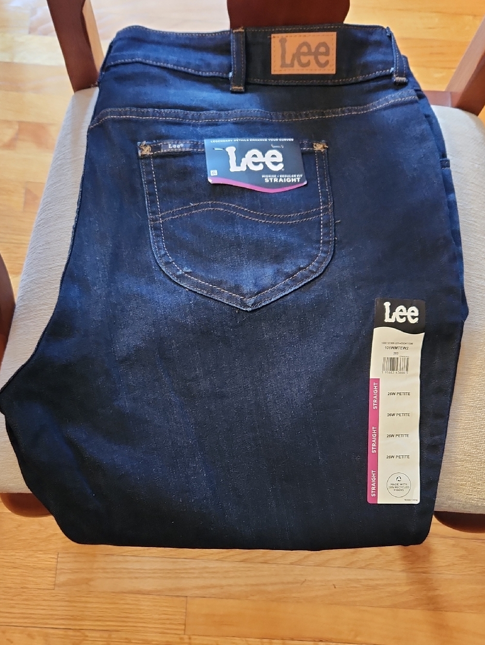 26W Petite Straight Lee Women's Straight Leg Jeans - Indigo Blue